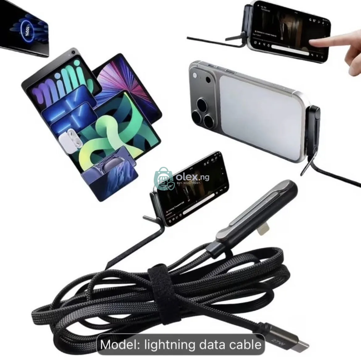 27W Foldable fast charging cable for iPhone.