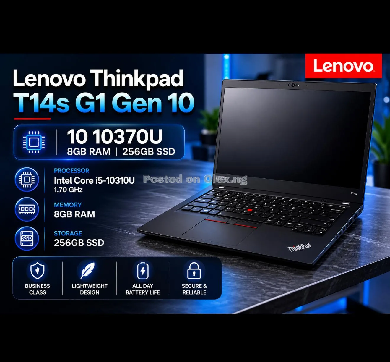 Lenovo ThinkPad T14s Gen 1 – Intel Core i5 | 8GB RAM | 256GB SSD