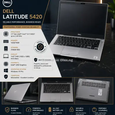 Dell Latitude 5420 – Grade A Refurbished Business Laptop - 16GB DDR4 RAM -  256GB SSD- Speed Up to 4.4GHz Turbo Boost