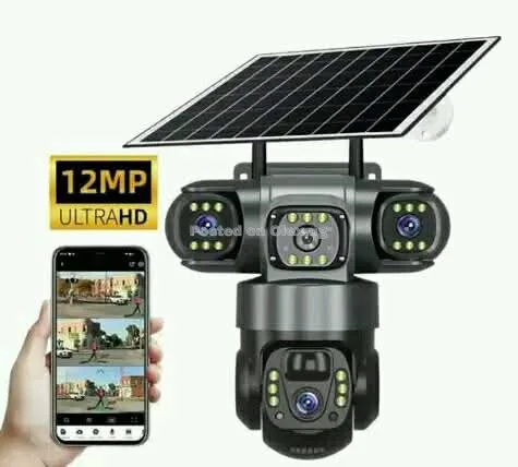 3 Lens Solar CCTV Camera 