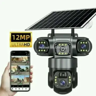 3 Lens Solar CCTV Camera 